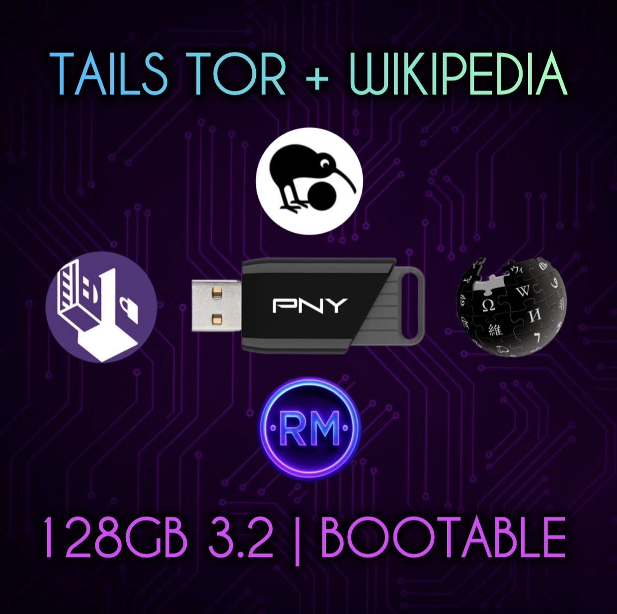 Offline Wikipedia Tails USB | Bootable 128GB 3.2