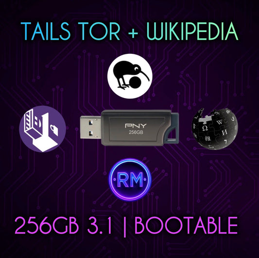 Offline Wikipedia Tails USB | Private, Portable, No Setup | Bootable 256GB 3.1
