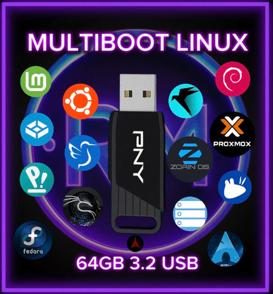 Multiboot Linux USB | 15-in-1 | 19 Total ISOs | Ventoy Boot Menu | 64GB 3.2