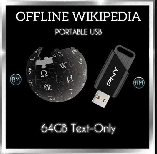 Offline Wikipedia Kiwix USB | 7M+ Articles, No Images | 64GB 3.2