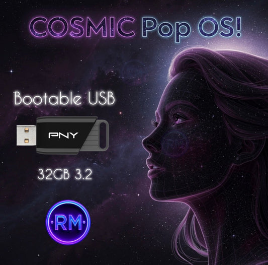 COSMIC Pop OS Linux Bootable USB Drive | Live + Full Installer | 32GB 3.2